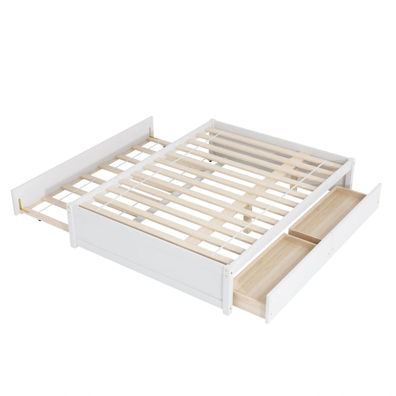 Full Bed Frame With Twin Trundle and 2 Drawers