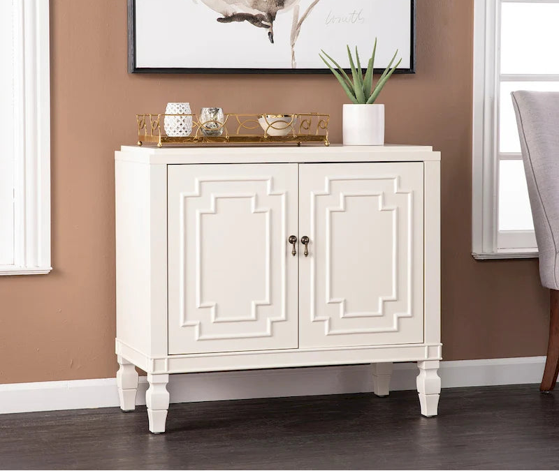 SEI Furniture Taborley Antique White Double-Door Accent Cabinet