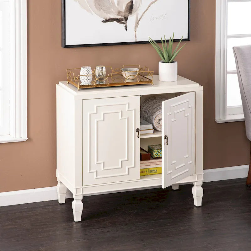 Furniture Antique White Double-Door Accent Cabinet