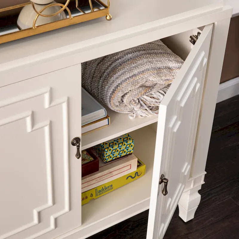 Furniture Antique White Double-Door Accent Cabinet