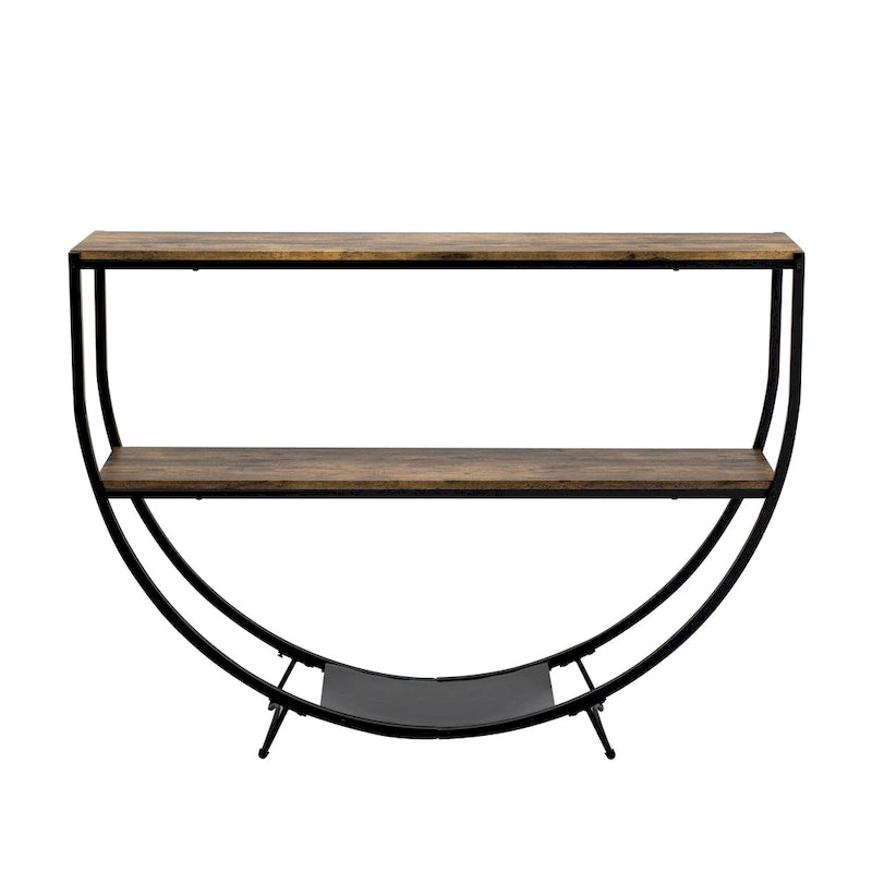 Rustic Industrial Design Demilune Shape Console Table