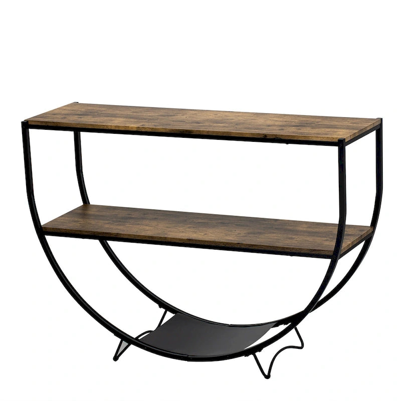 Rustic Industrial Design Demilune Shape Console Table