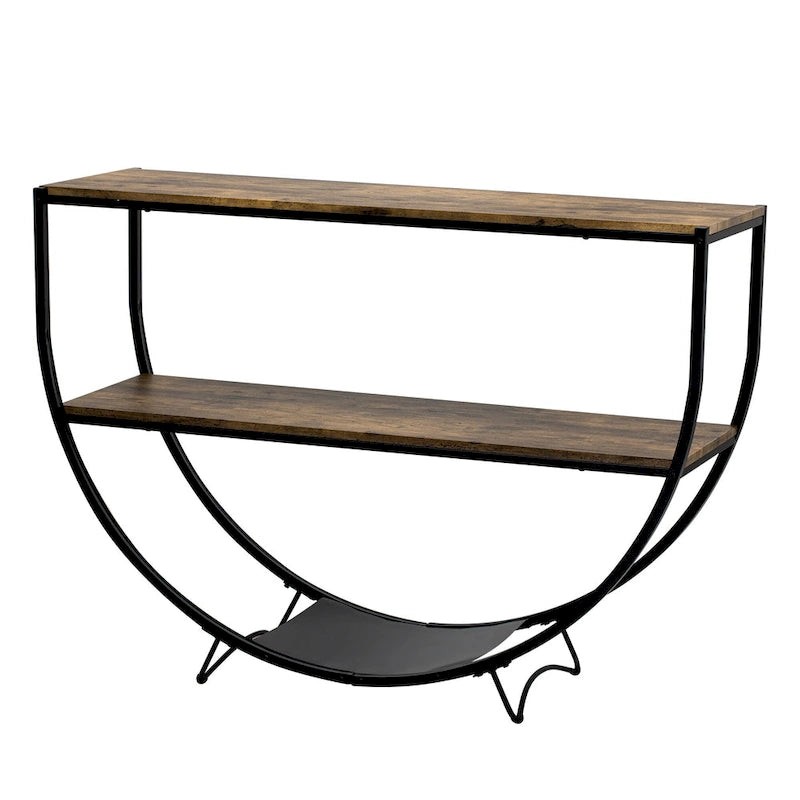 Rustic Industrial Design Demilune Shape Console Table