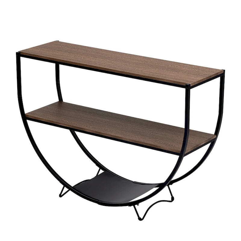 Rustic Industrial Design Demilune Shape Console Table