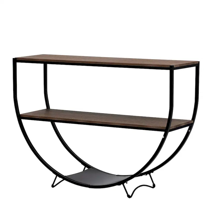 Rustic Industrial Design Demilune Shape Console Table