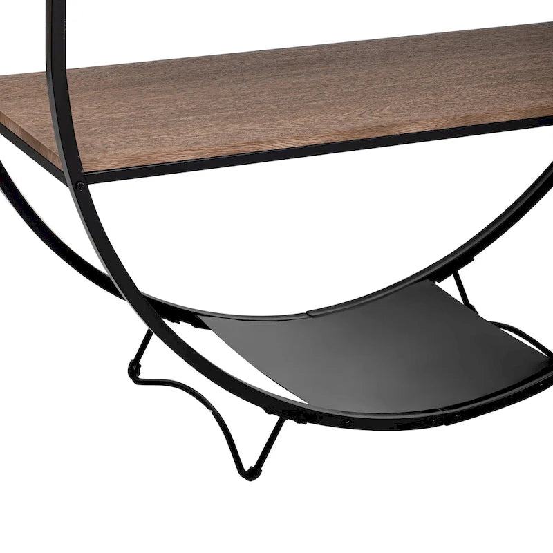 Rustic Industrial Design Demilune Shape Console Table