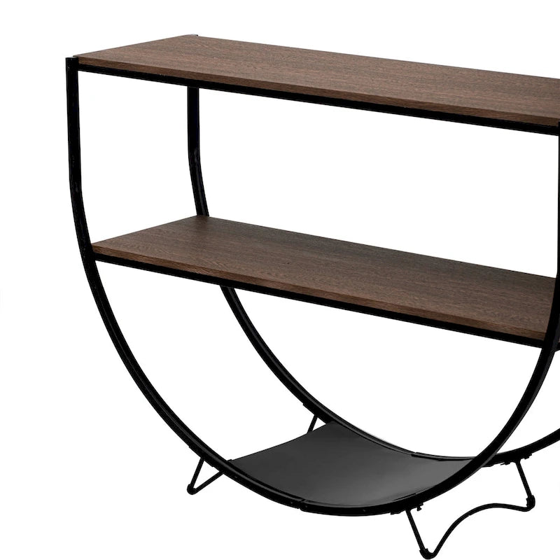 Rustic Industrial Design Demilune Shape Console Table