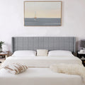 Queen/King Size Adjustable Upholstered Headboard, Modern Wingback Headboard with Double Nailhead Trimming