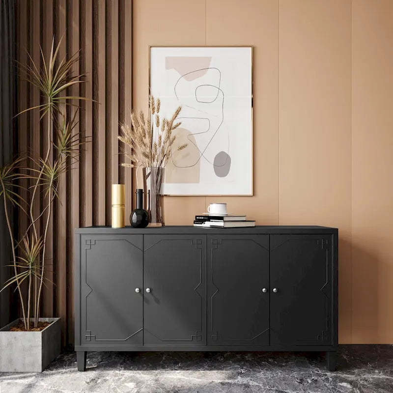 Meuble d'appoint à 4 portes, buffet en bois, meuble serveur - N/A