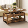 Farmhouse Lift Top Coffee Table Expandable Tabletop with Hidden Storage and Shelf for Living Room