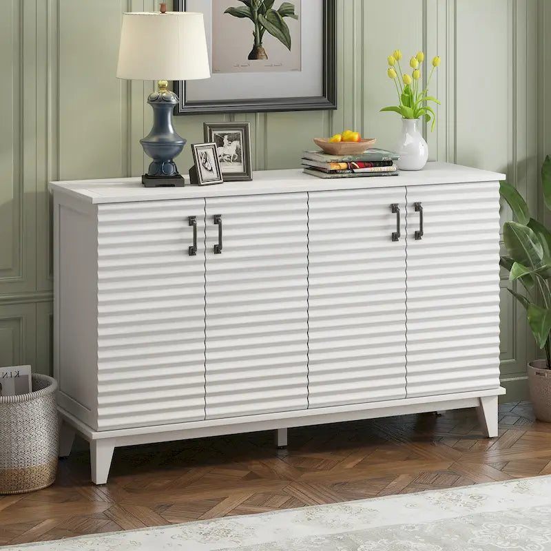 Sideboard with 4 Door Large Storage Buffet with Adjustable Shelves