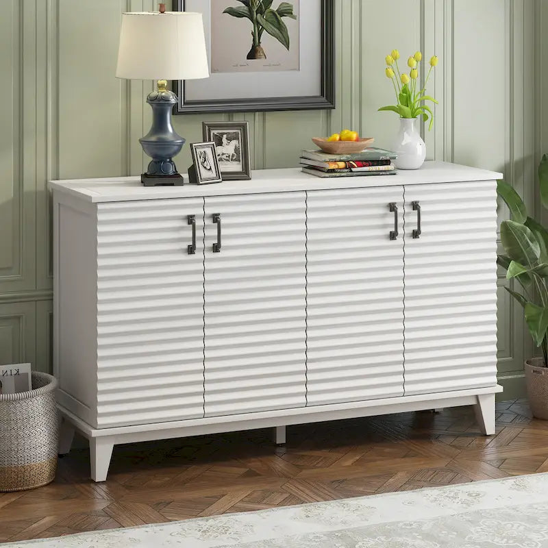 Sideboard with 4 Door Large Storage Buffet with Adjustable Shelves