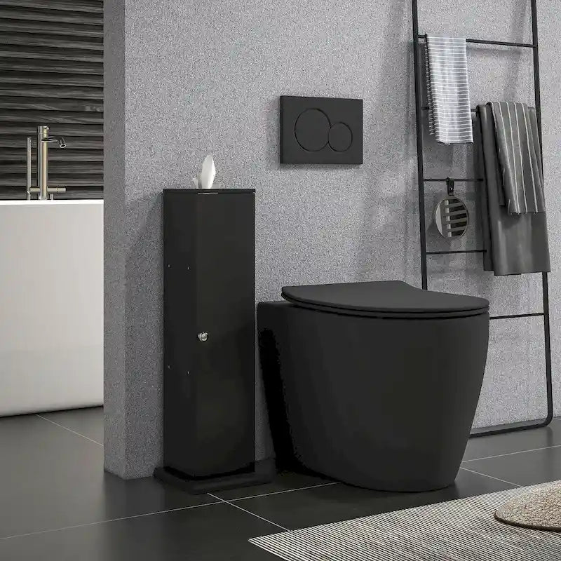 Mobiletto per carta igienica, piccolo mobiletto angolare da bagno da pavimento con ante e ripiani, sottile organizer contenitore da bagno