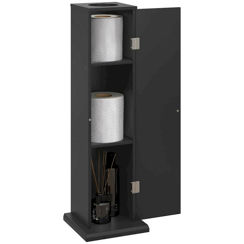 Mobiletto per carta igienica, piccolo mobiletto angolare da bagno da pavimento con ante e ripiani, sottile organizer contenitore da bagno