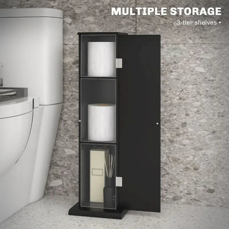Mobiletto per carta igienica, piccolo mobiletto angolare da bagno da pavimento con ante e ripiani, sottile organizer contenitore da bagno