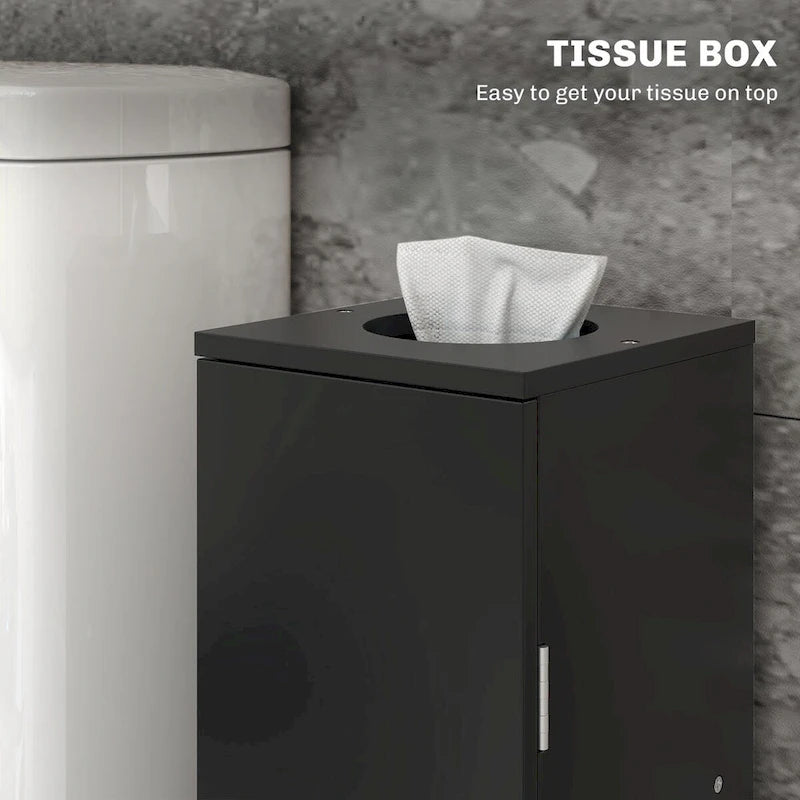 Mobiletto per carta igienica, piccolo mobiletto angolare da bagno da pavimento con ante e ripiani, sottile organizer contenitore da bagno