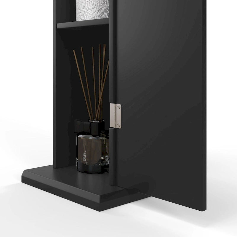 Mobiletto per carta igienica, piccolo mobiletto angolare da bagno da pavimento con ante e ripiani, sottile organizer contenitore da bagno