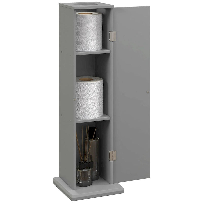 Mobiletto per carta igienica, piccolo mobiletto angolare da bagno da pavimento con ante e ripiani, sottile organizer contenitore da bagno