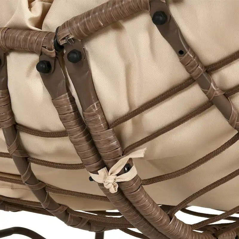 Schaukelnder Papasan-Sessel für die Terrasse, übergroßer Outdoor-Korbsessel mit Polster