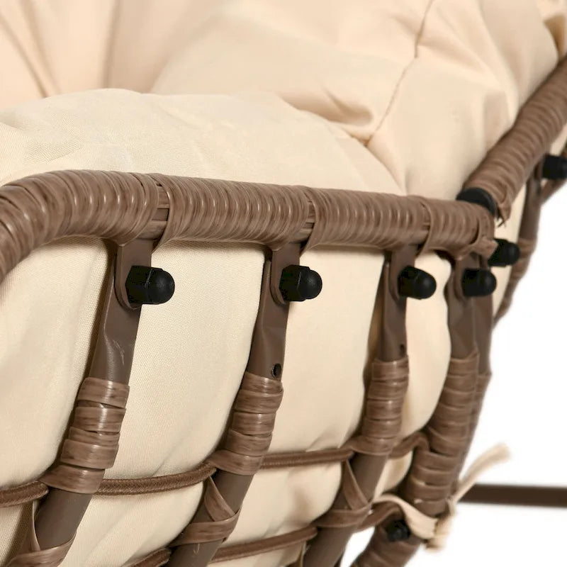 Schaukelnder Papasan-Sessel für die Terrasse, übergroßer Outdoor-Korbsessel mit Polster